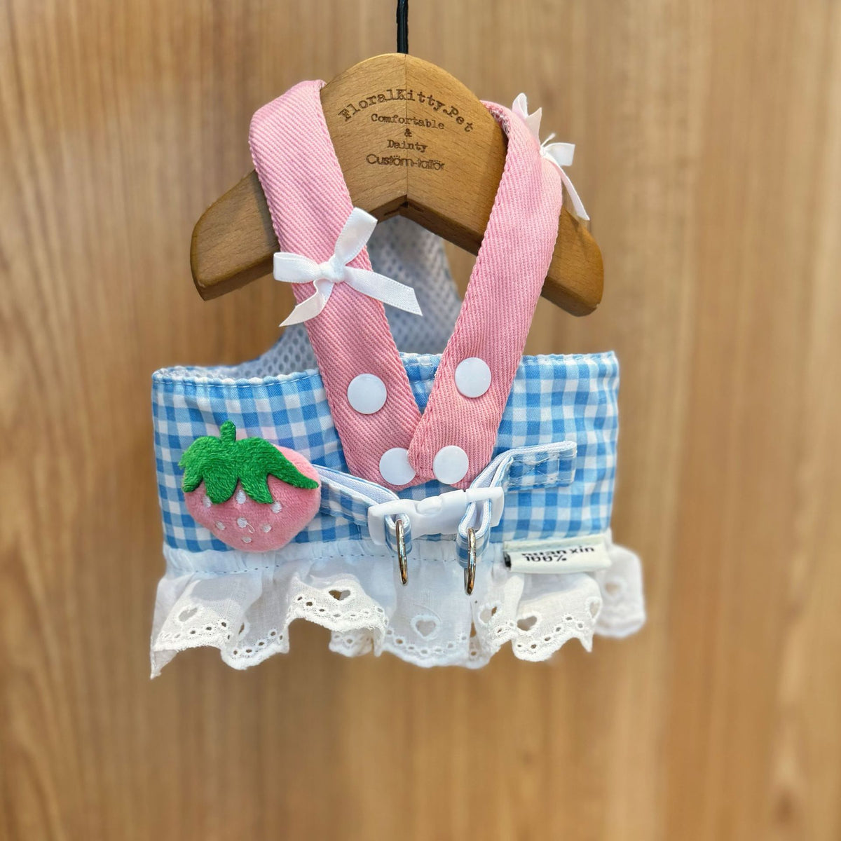 Breathable Cotton Dog Harness Vest - Plaid Design for Small Dogs