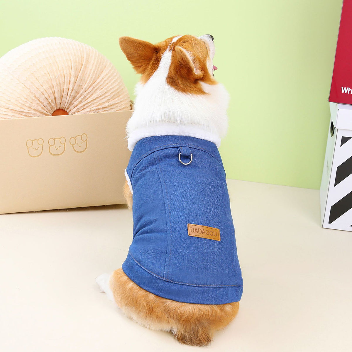 Denim Dog Coat - Cotton Winter Jacket for Small to Large Dogs