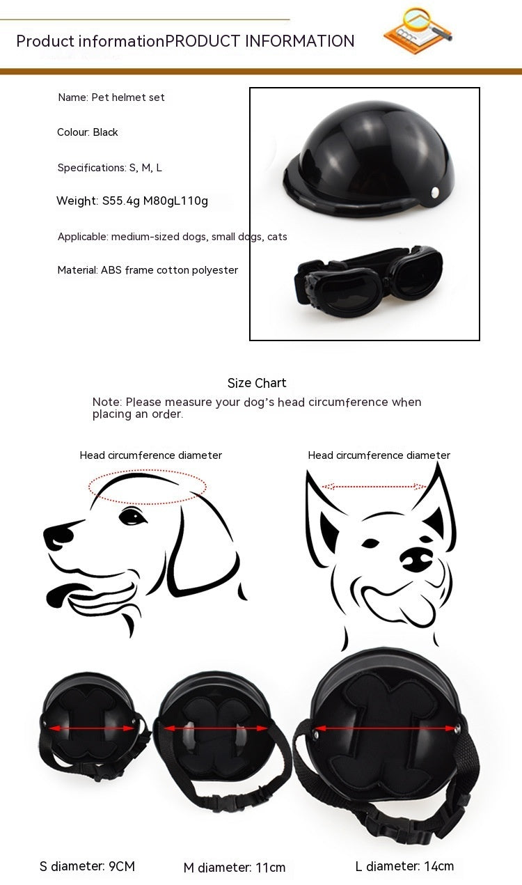 Pet Safety Helmet with Sunglasses - Dog & Cat Motorcycle Costume