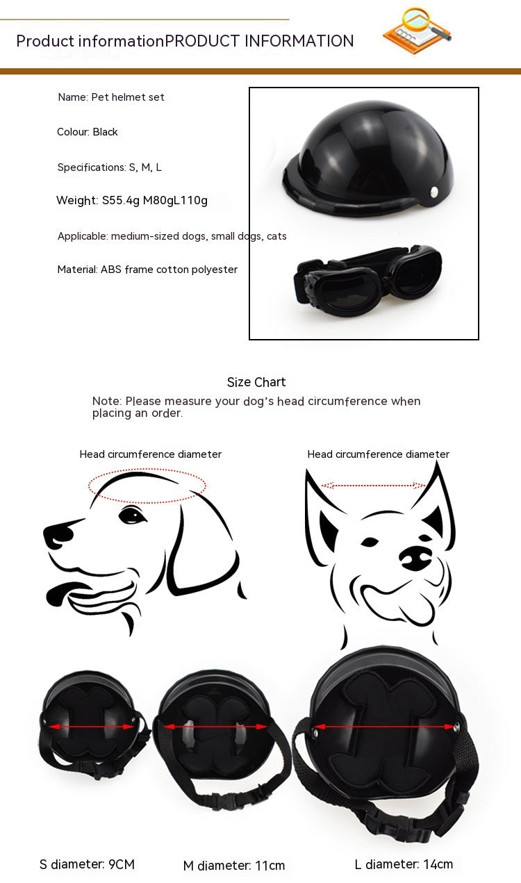 Pet Safety Helmet with Sunglasses - Dog & Cat Motorcycle Costume