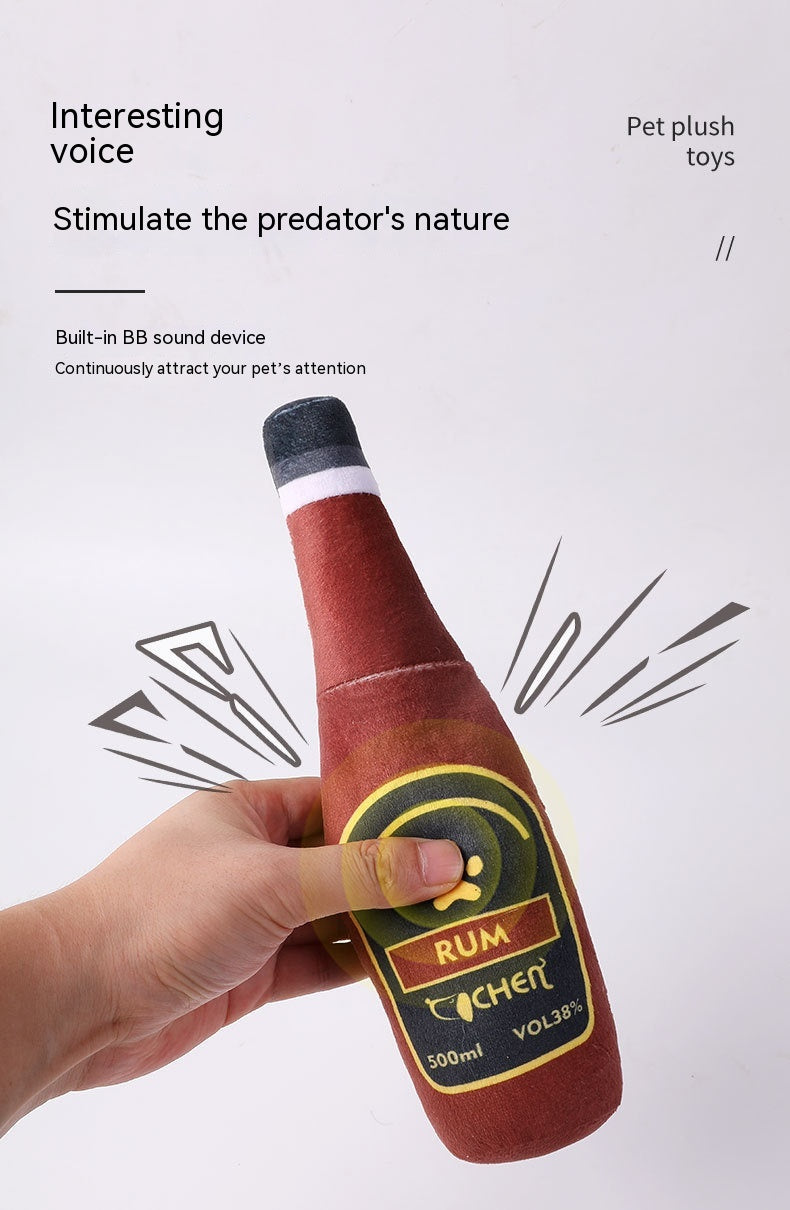 Champagne Bottle Dog Toy - Plush Squeaky Bite-Resistant Pet Toy