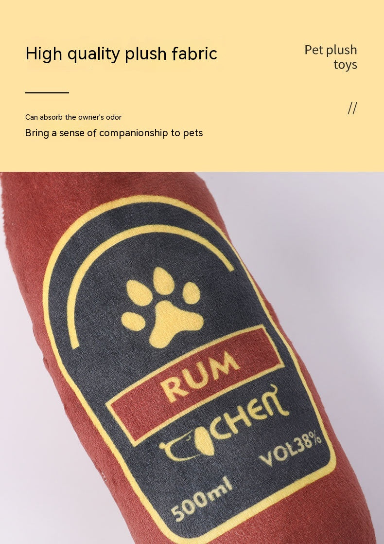 Champagne Bottle Dog Toy - Plush Squeaky Bite-Resistant Pet Toy