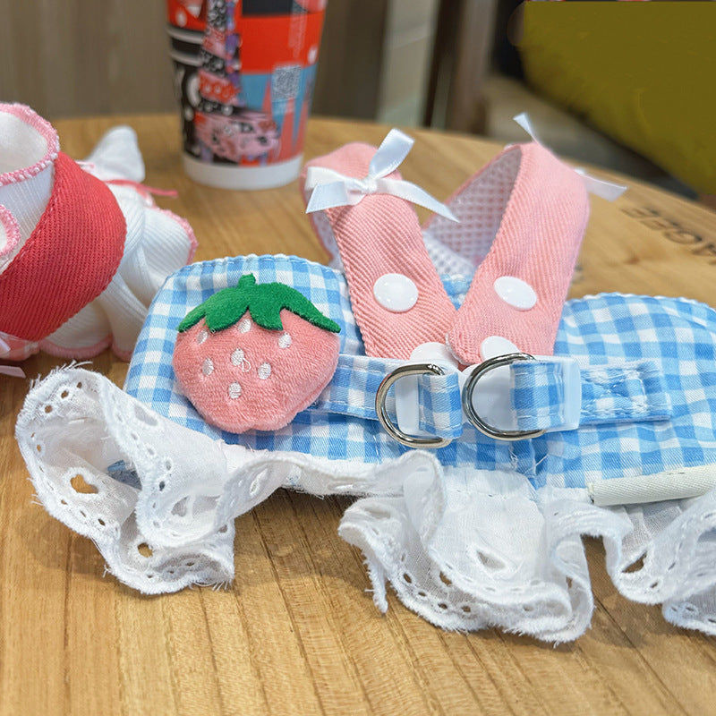 Breathable Cotton Dog Harness Vest - Plaid Design for Small Dogs