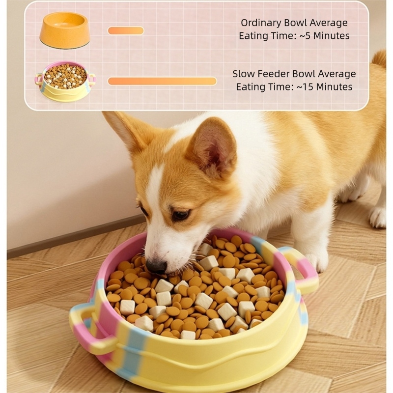 Slow Feeder Dog Bowl - Interactive Maze Design with Easy Grip Handles