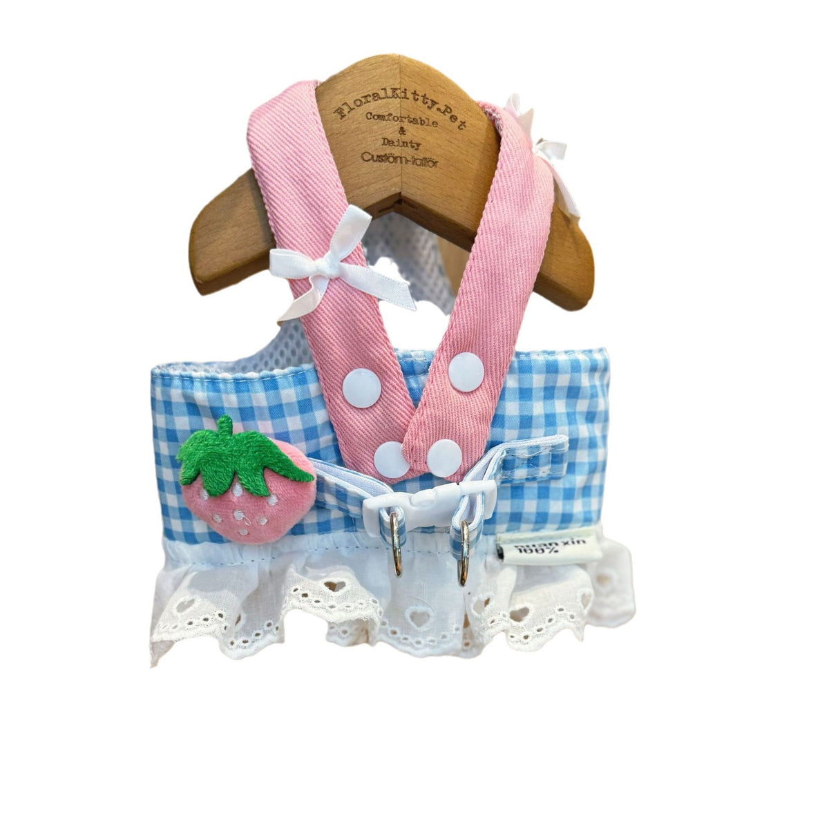 Breathable Cotton Dog Harness Vest - Plaid Design for Small Dogs