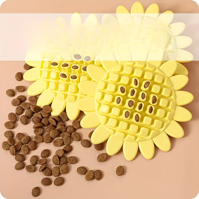 Sunflower Rubber Dog Toy - Durable Teething & Chew Toy for Puppies