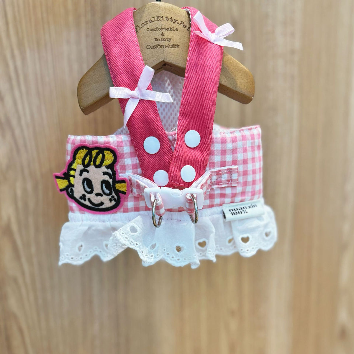 Breathable Cotton Dog Harness Vest - Plaid Design for Small Dogs