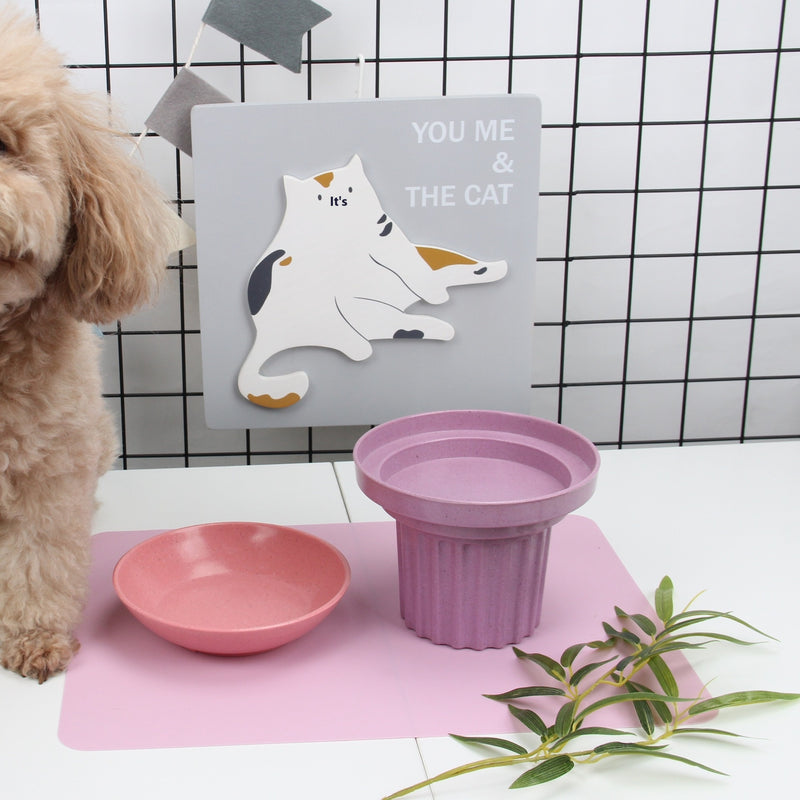 Bamboo Fibre 3-in-1 Pet Bowl Set - Eco-Friendly Dog Cat Feeder