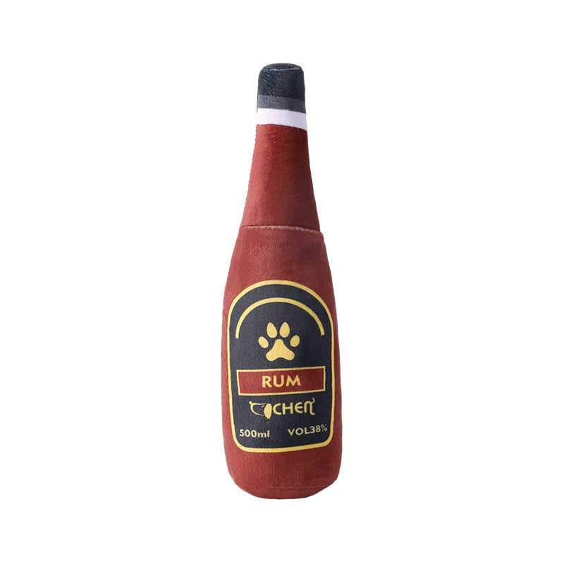 Champagne Bottle Dog Toy - Plush Squeaky Bite-Resistant Pet Toy