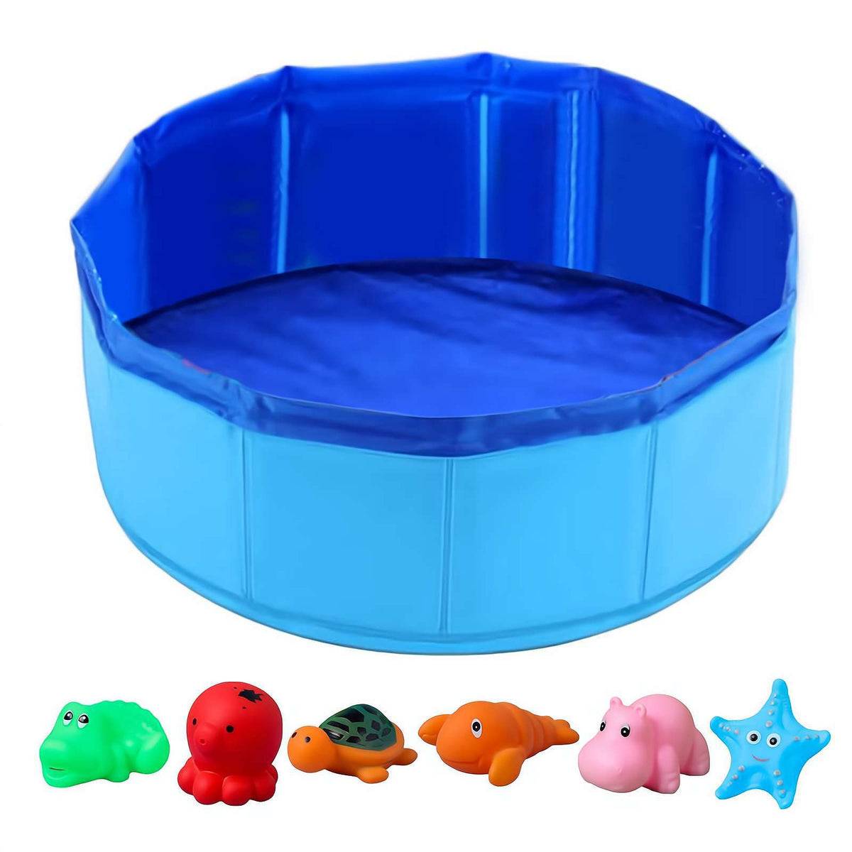 Foldable Dog Pool & Squeaky Toy Set - Summer Fun Bundle