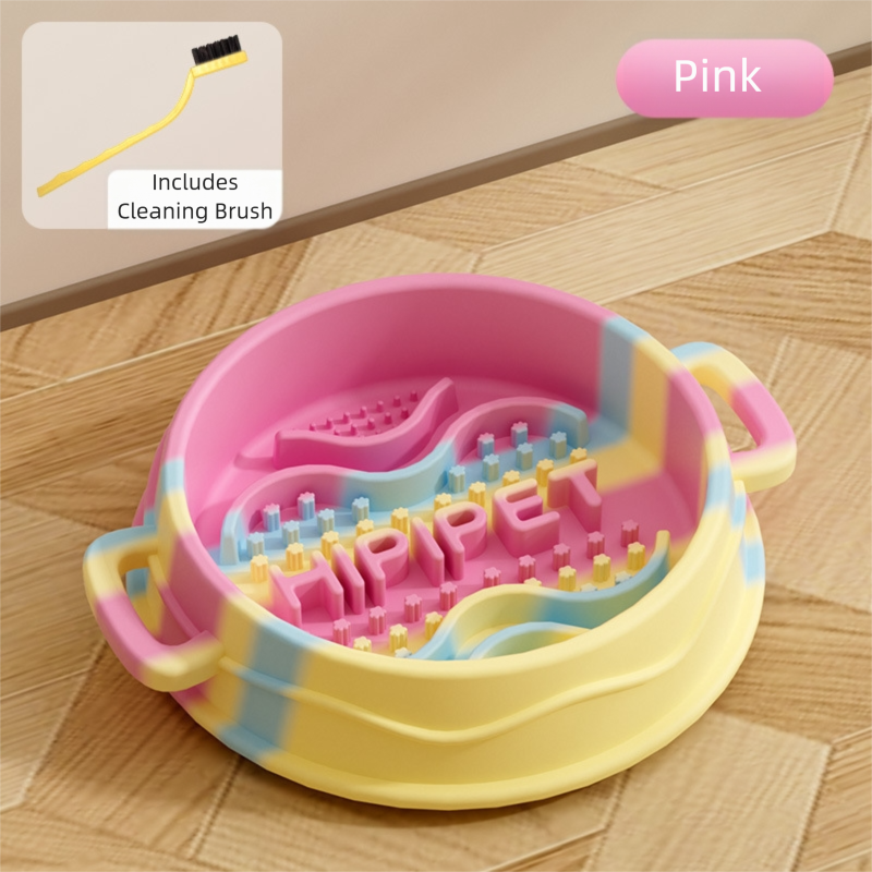 Slow Feeder Dog Bowl - Interactive Maze Design with Easy Grip Handles