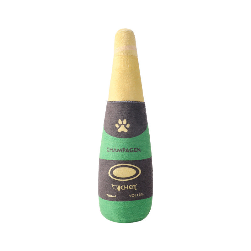 Champagne Bottle Dog Toy - Plush Squeaky Bite-Resistant Pet Toy