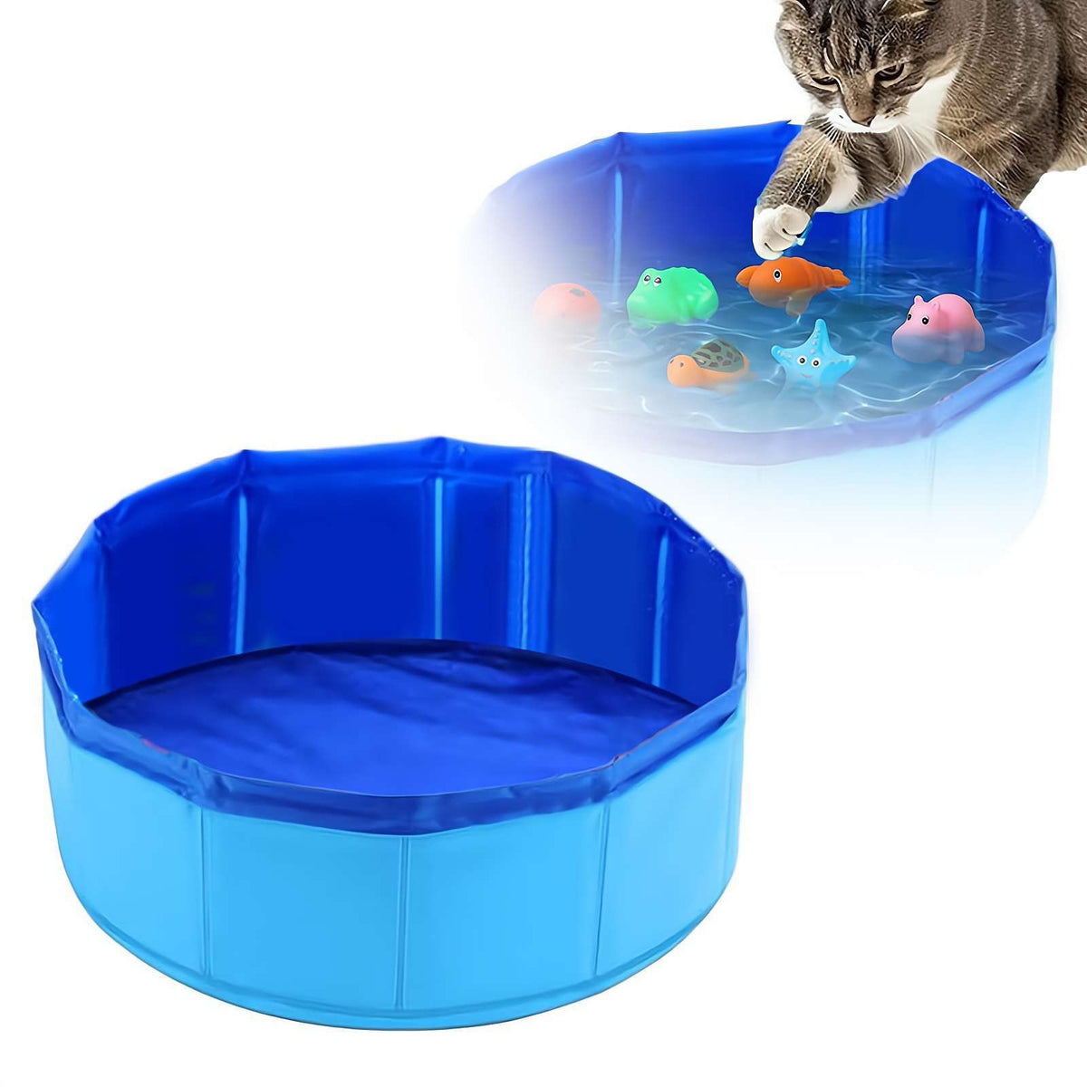 Foldable Dog Pool & Squeaky Toy Set - Summer Fun Bundle