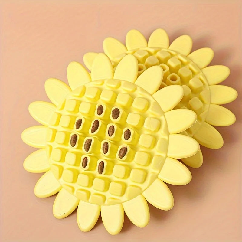 Sunflower Rubber Dog Toy - Durable Teething & Chew Toy for Puppies