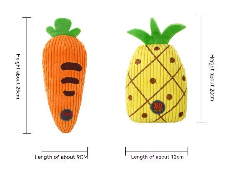 Fruit & Veggie Plush Dog Toys - Bite-Resistant Squeaky Fun