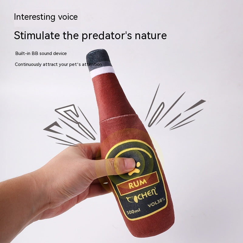 Champagne Bottle Dog Toy - Plush Squeaky Bite-Resistant Pet Toy